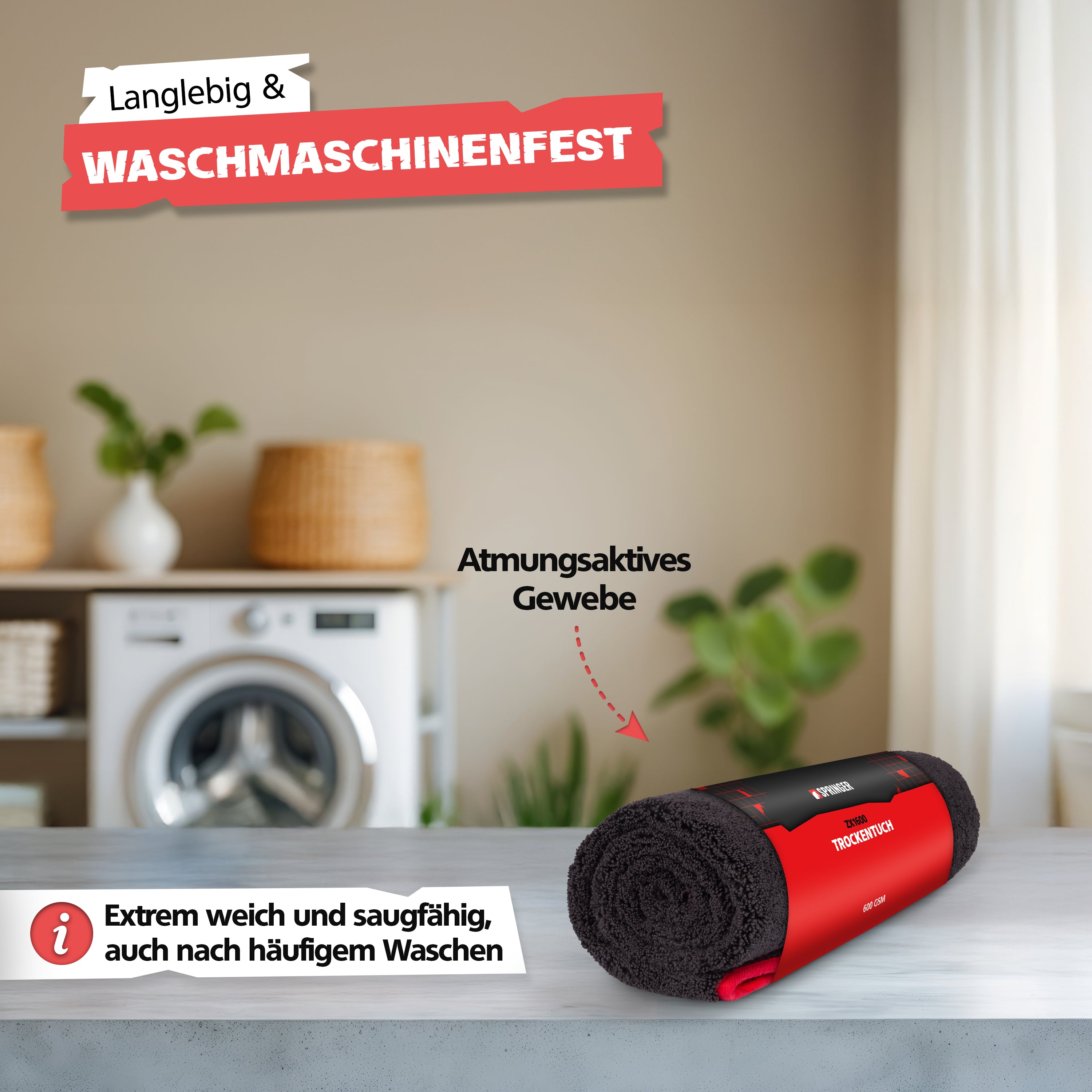 SPRINGER - ZX1600 - Auto XXL Trockentuch 90 x 60 cm - Assembled in Germany