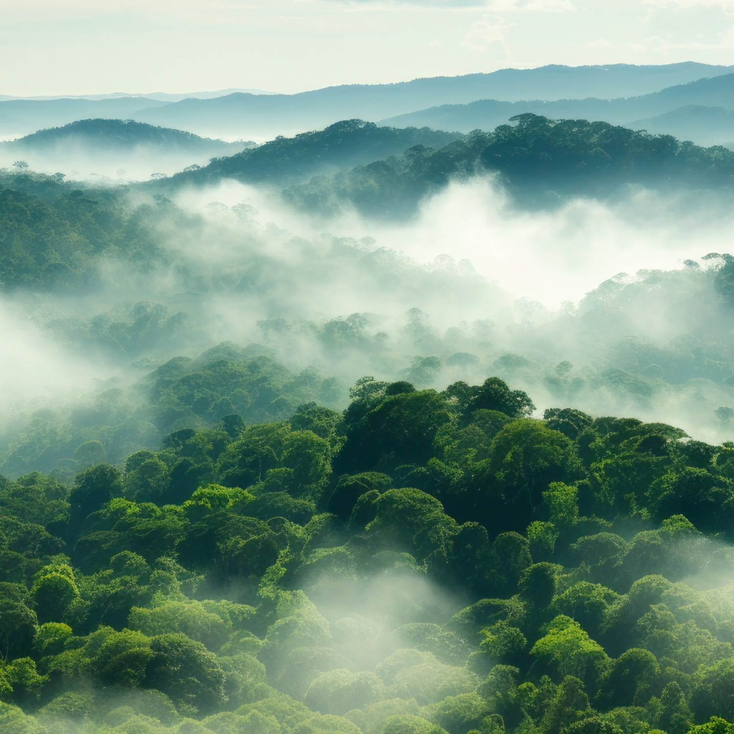 Ausblick über die Baumkronen eines Regelwalds.